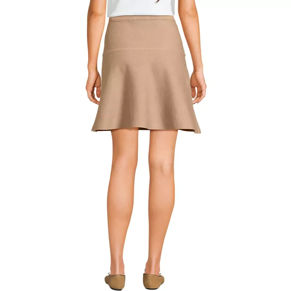 Women's Fine Gauge Cotton Sweater Above the Knee Circle Skirt