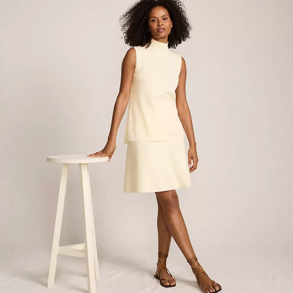 Women's Fine Gauge Cotton Sweater Above the Knee Circle Skirt