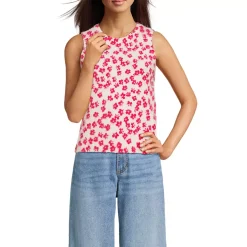 Women's Fine Gauge Eyelash Printed Sleeveless Sweater - Set Top