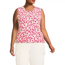 Women's Fine Gauge Eyelash Printed Sleeveless Sweater - Set Top