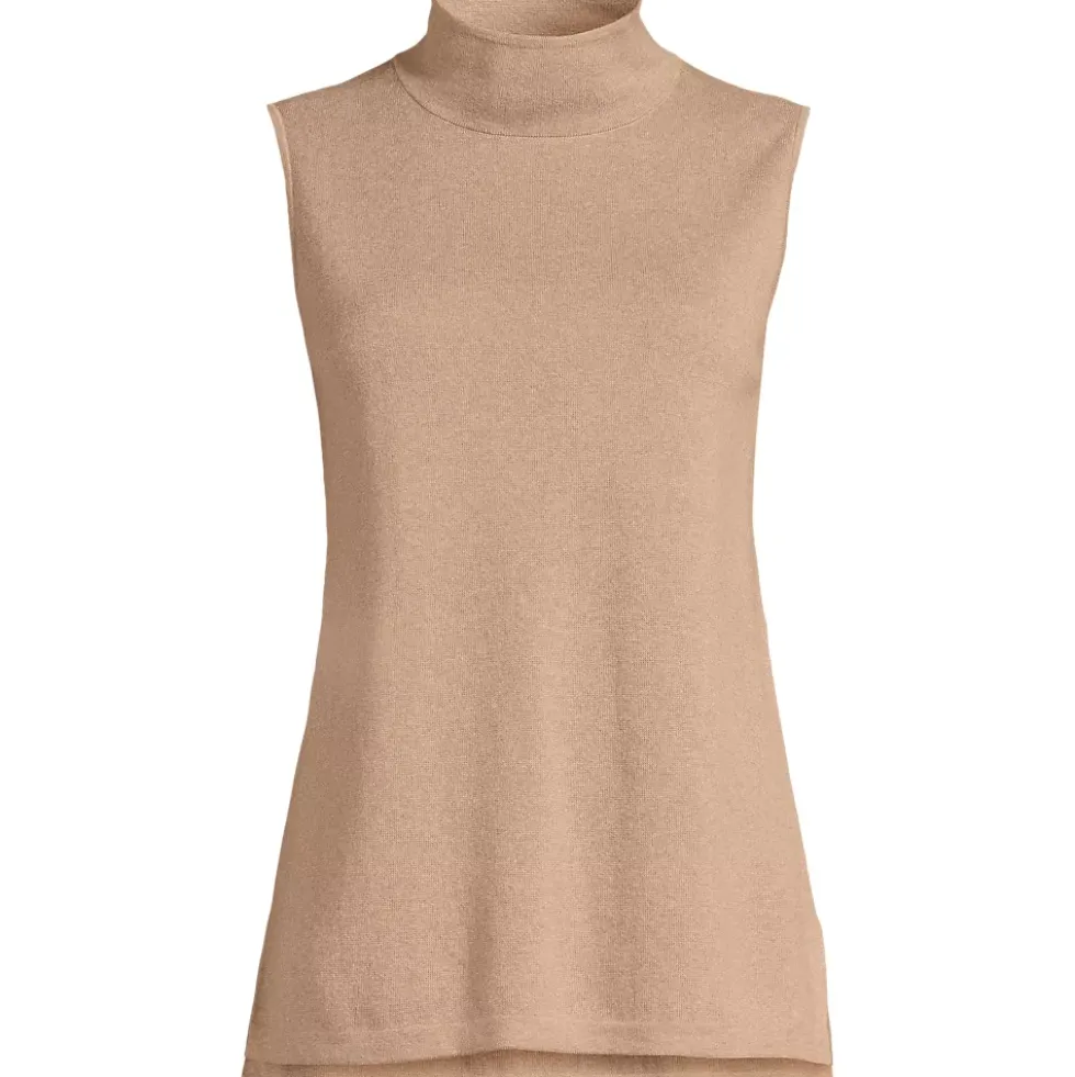 Women's Fine Gauge Sleeveless Mock Sweater