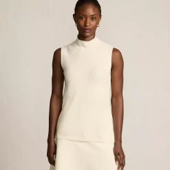 Women's Fine Gauge Sleeveless Mock Sweater