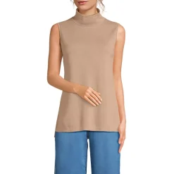 Women's Fine Gauge Sleeveless Mock Sweater