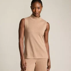 Women's Fine Gauge Sleeveless Mock Sweater