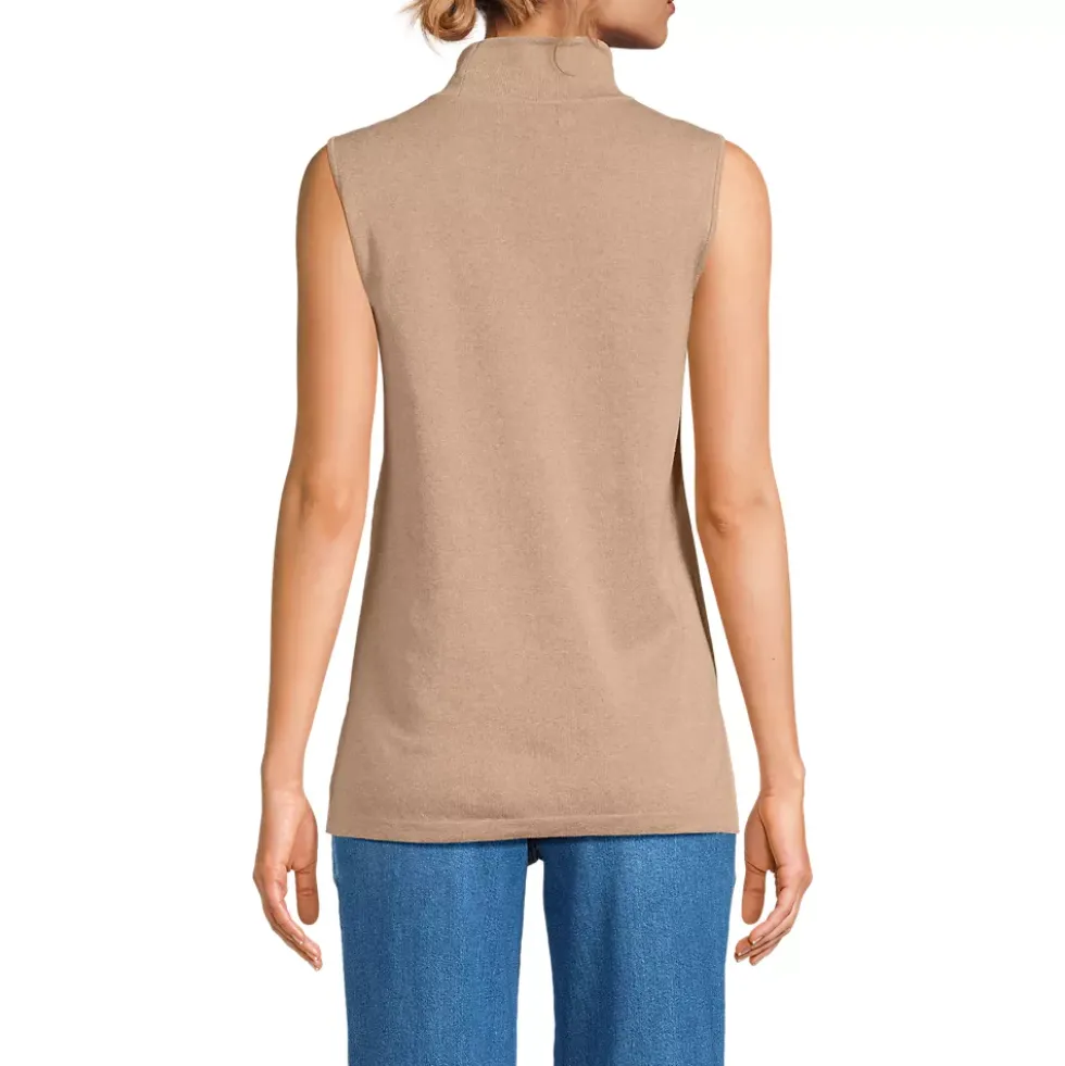 Women's Fine Gauge Sleeveless Mock Sweater