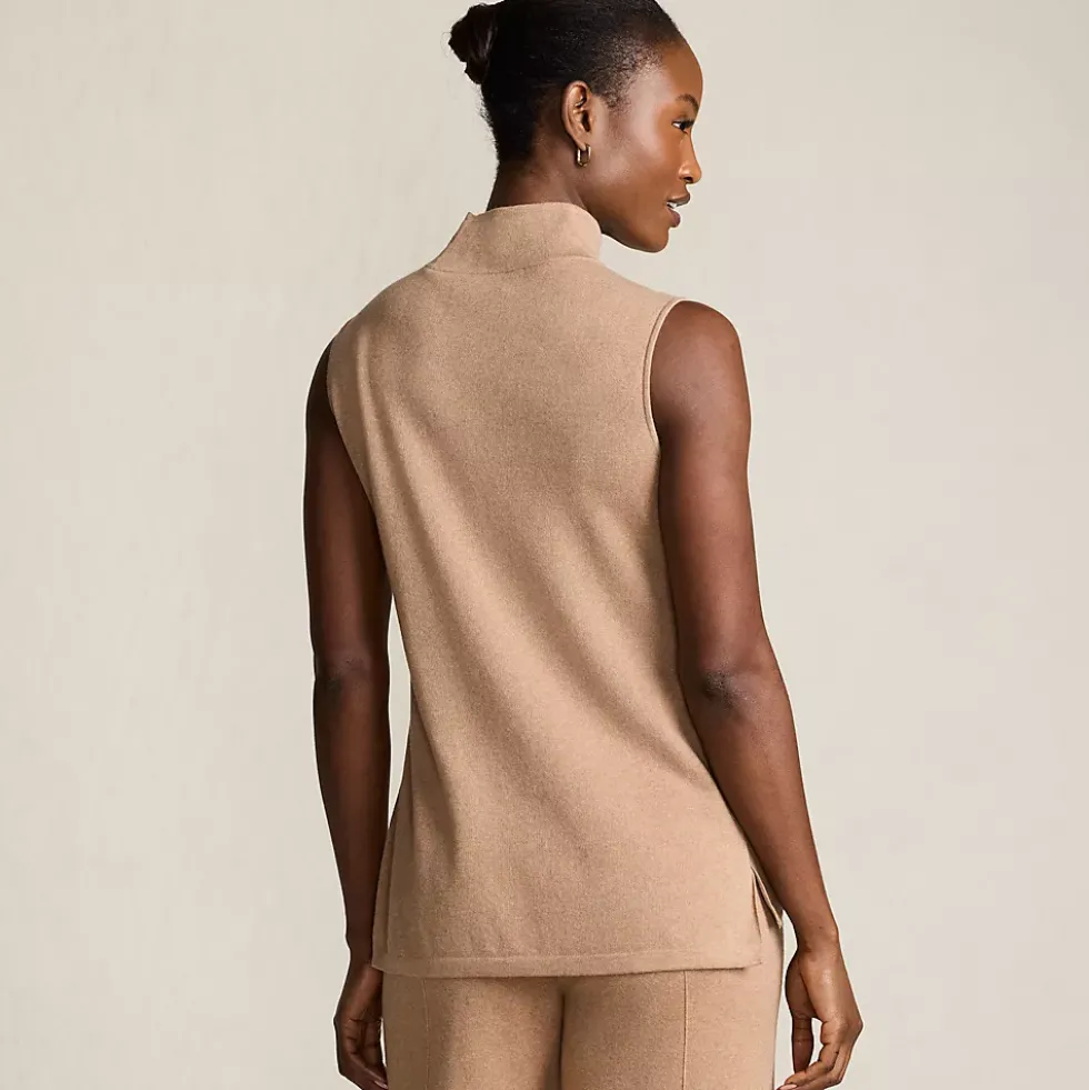 Women's Fine Gauge Sleeveless Mock Sweater