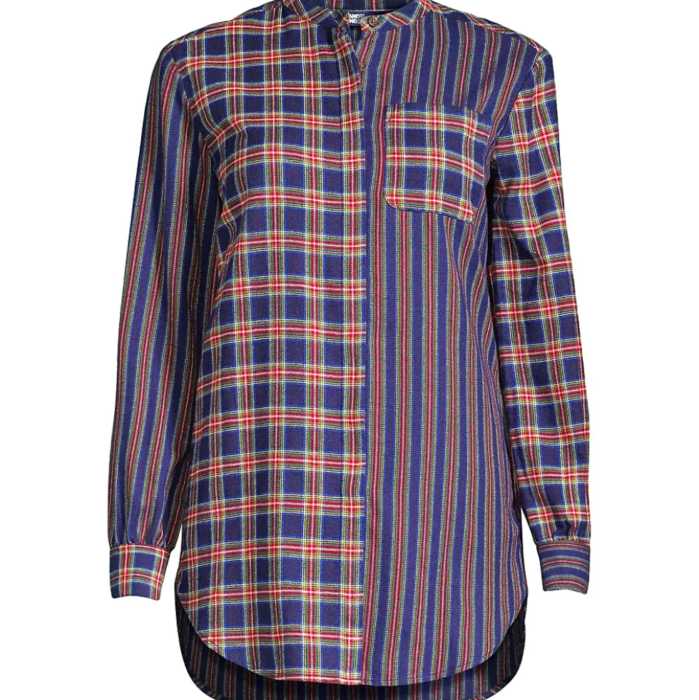 Women's Flannel A-Line Long Sleeve Tunic Top
