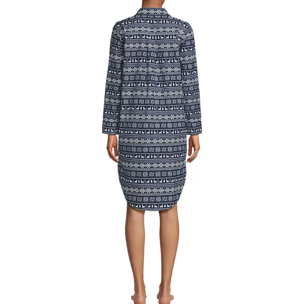 Women's Flannel Long Sleeve Sleepshirt Nightgown