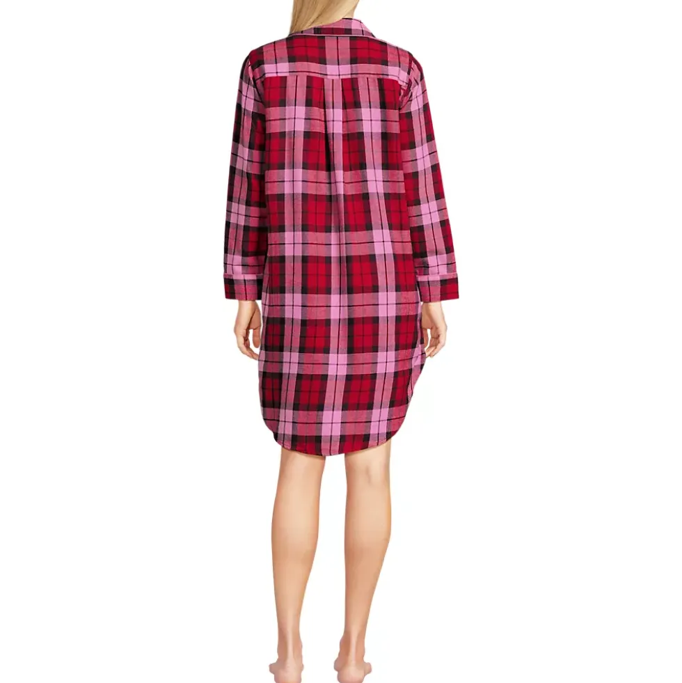 Women's Flannel Long Sleeve Sleepshirt Nightgown