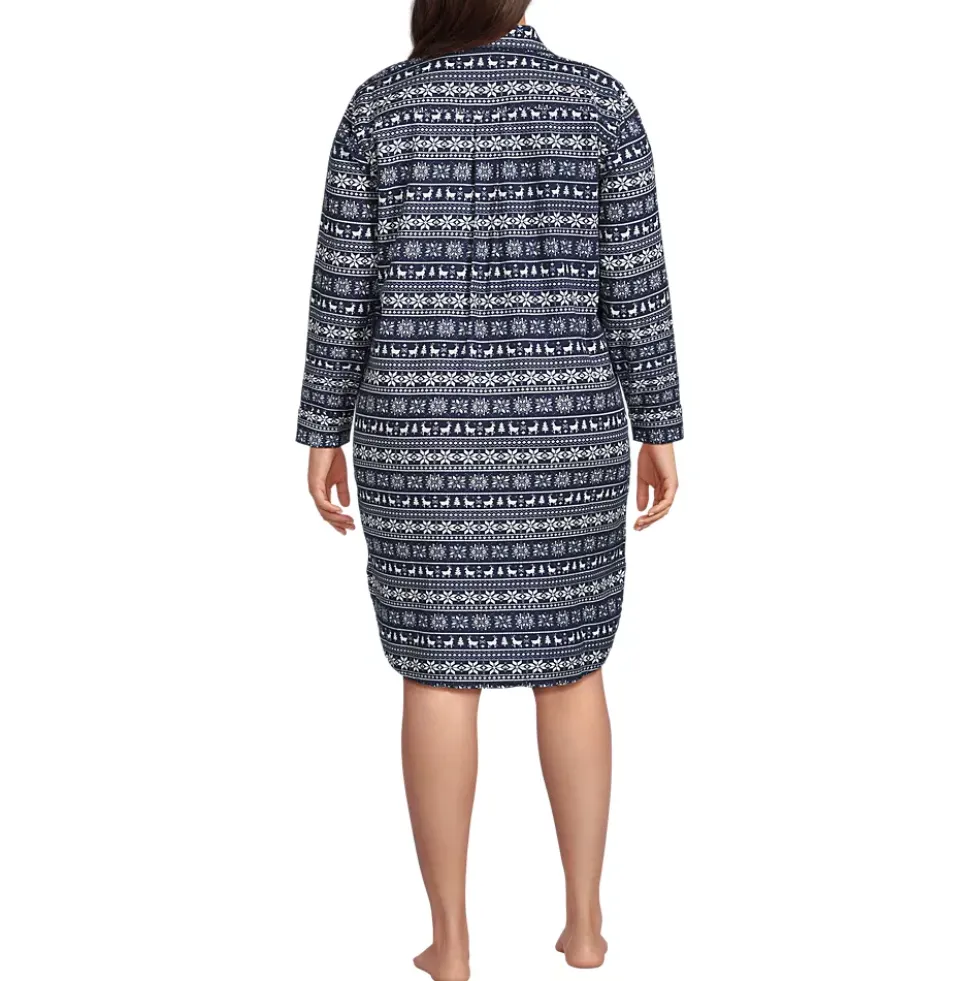 Women's Flannel Long Sleeve Sleepshirt Nightgown