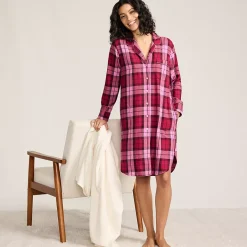 Women's Flannel Long Sleeve Sleepshirt Nightgown