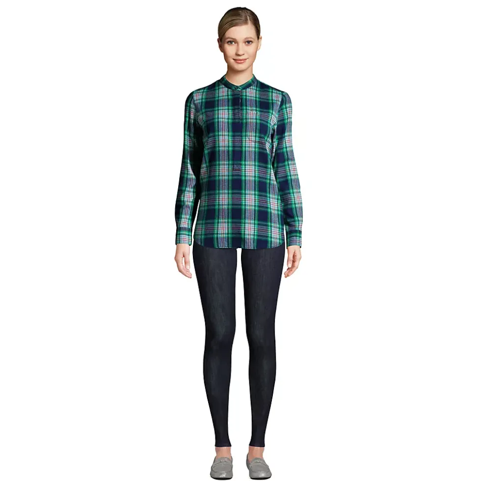Women's Flannel Long Sleeve Tunic Top