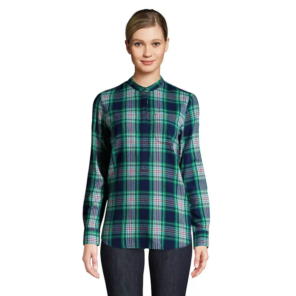 Women's Flannel Long Sleeve Tunic Top