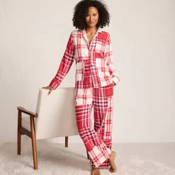 Women's Flannel Patchwork Wide Leg Sleep Pants