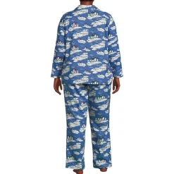 Women's Flannel 2 Piece Pajama Set - Long Sleeve Shirt and Pants