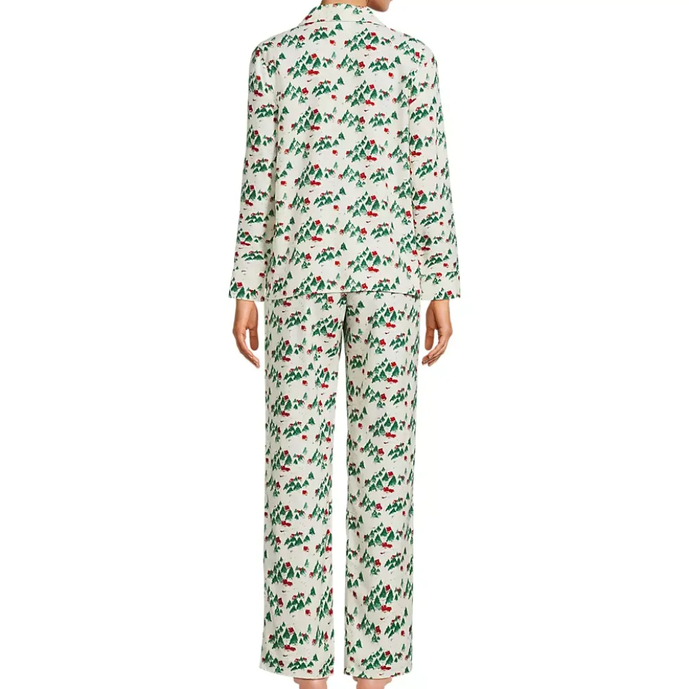 Women's Flannel 2 Piece Pajama Set - Long Sleeve Shirt and Pants