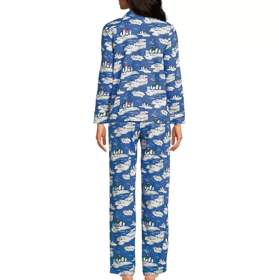 Women's Flannel 2 Piece Pajama Set - Long Sleeve Shirt and Pants