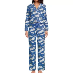 Women's Flannel 2 Piece Pajama Set - Long Sleeve Shirt and Pants