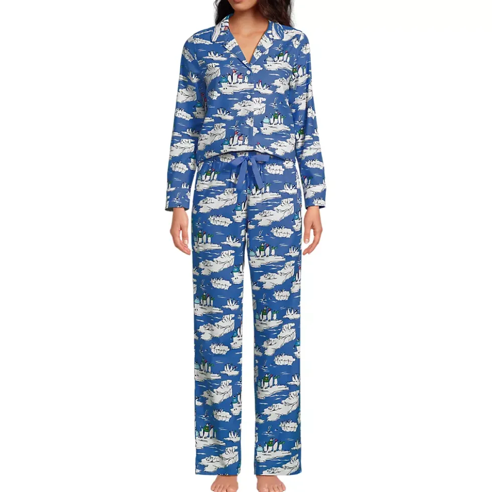 Women's Flannel 2 Piece Pajama Set - Long Sleeve Shirt and Pants