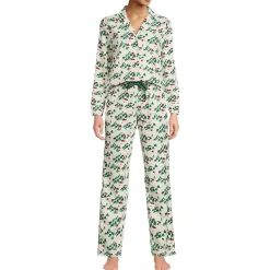 Women's Flannel 2 Piece Pajama Set - Long Sleeve Shirt and Pants