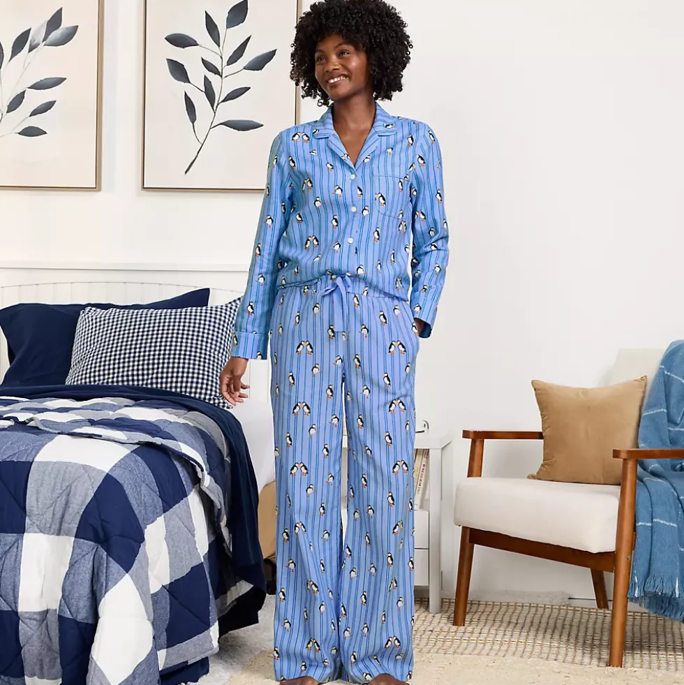 Women's Flannel Wide Leg Sleep Pants