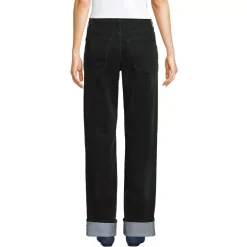 Women's Flocked Denim Mid Rise Relaxed Straight Leg Cuff Jeans