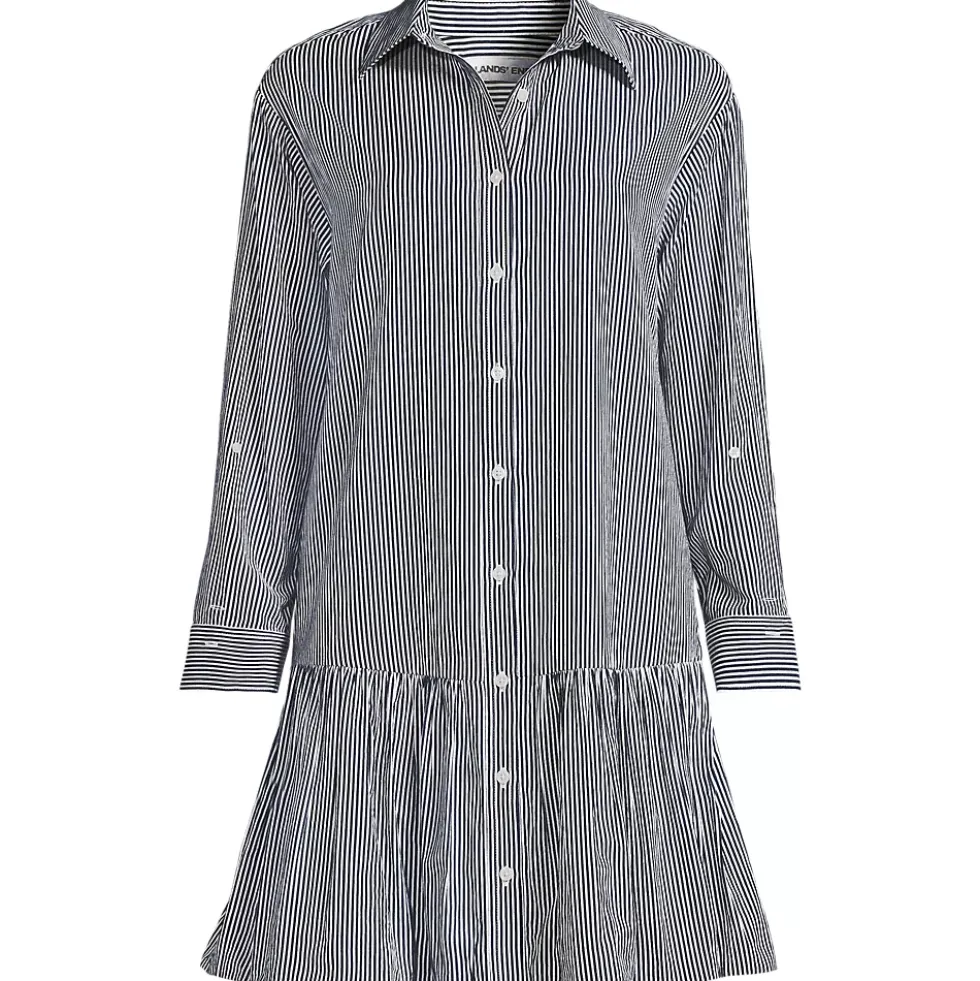 Women's Flounce Button Front Shirt Dress