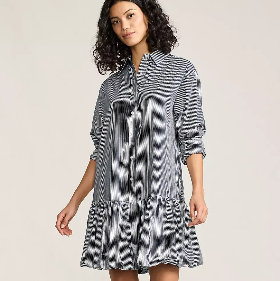 Women's Flounce Button Front Shirt Dress
