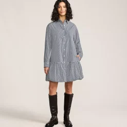 Women's Flounce Button Front Shirt Dress