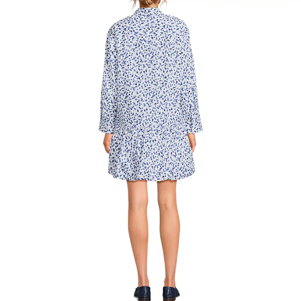 Women's Flounce Button Front Shirt Dress