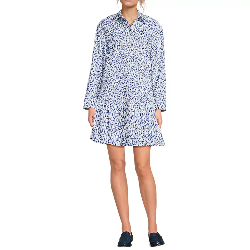 Women's Flounce Button Front Shirt Dress