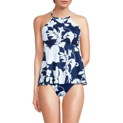 Women's Flutter High Neck Halter Tankini Top