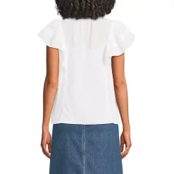 Women's Flutter Sleeve Button Front Blouse