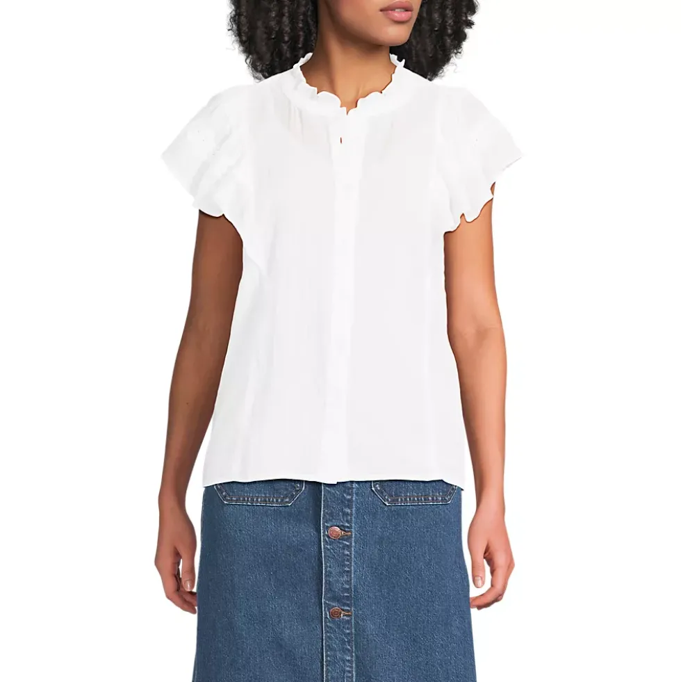 Women's Flutter Sleeve Button Front Blouse