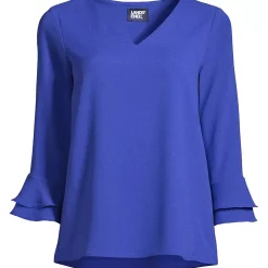 Women's 3/4 Flutter Sleeve Crepe Blouse