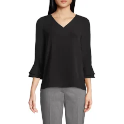 Women's 3/4 Flutter Sleeve Crepe Blouse