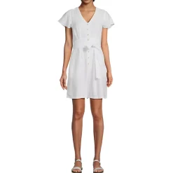 Women's Flutter Sleeve Linen Romper