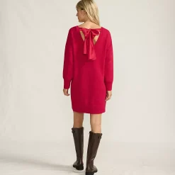 Women's Fuzzy Bow Back Mini Sweater Dress