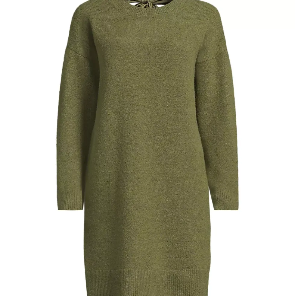 Women's Fuzzy Bow Back Mini Sweater Dress