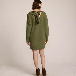 Women's Fuzzy Bow Back Mini Sweater Dress