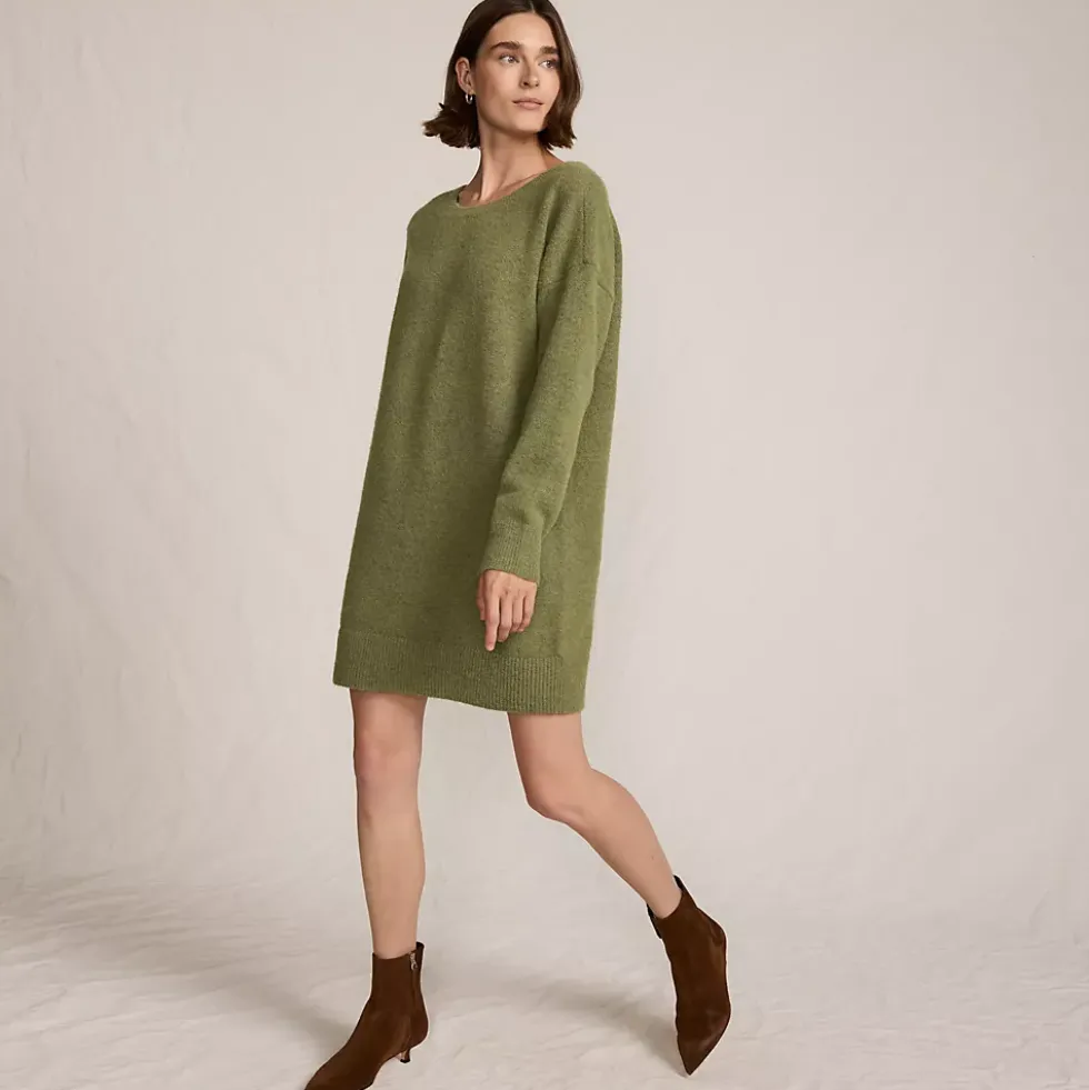 Women's Fuzzy Bow Back Mini Sweater Dress