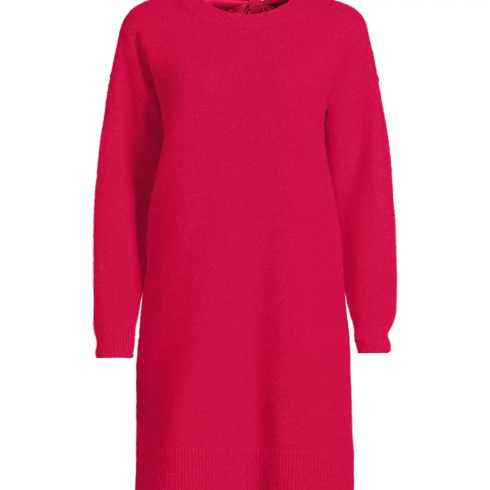 Women's Fuzzy Bow Back Mini Sweater Dress