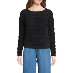 Women's Fuzzy Eyelash Cable Boatneck Sweater