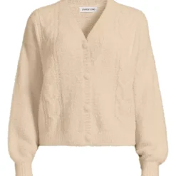 Women's Fuzzy Eyelash Cable Cardigan Sweater