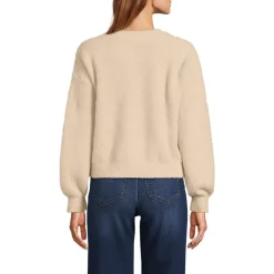 Women's Fuzzy Eyelash Cable Cardigan Sweater