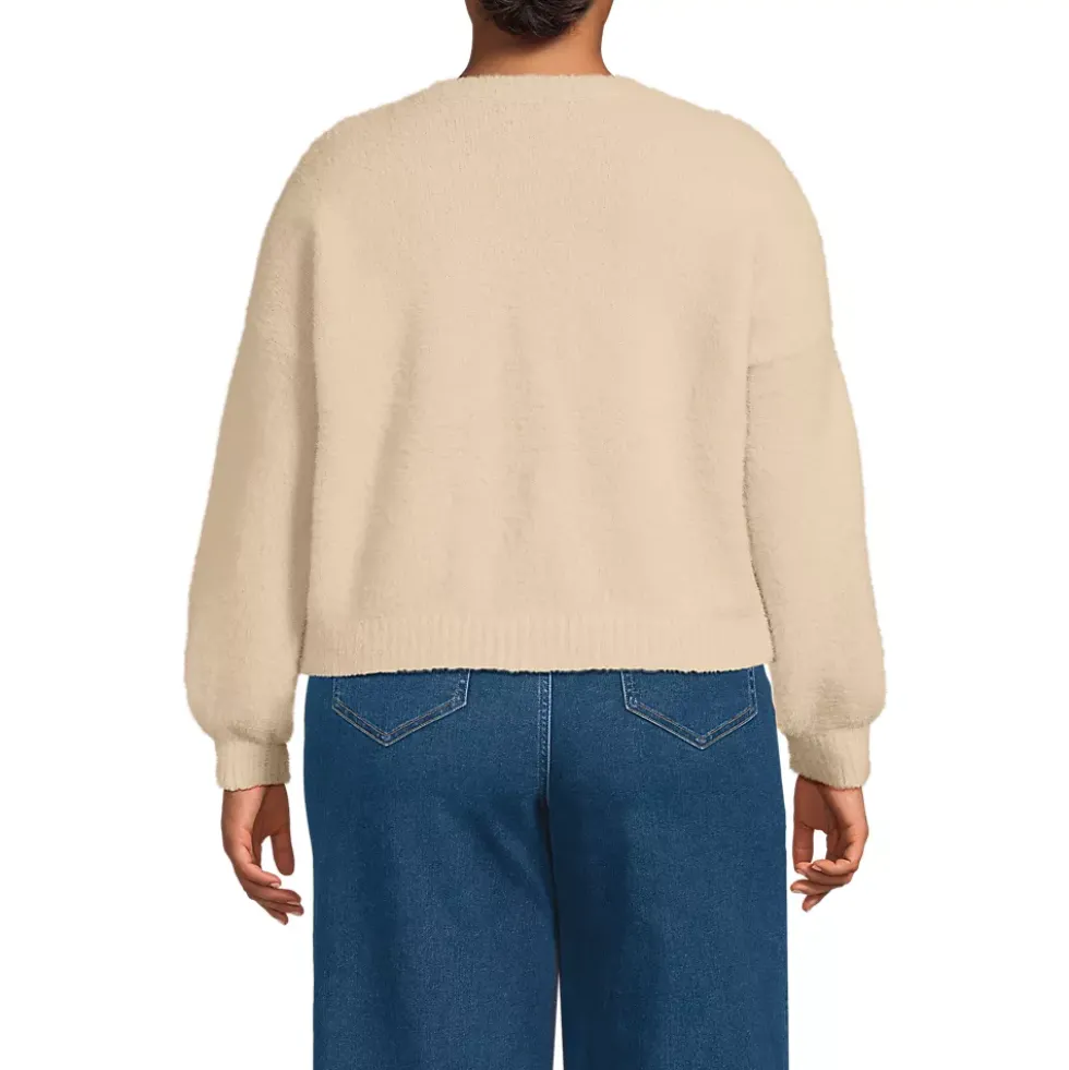 Women's Fuzzy Eyelash Cable Cardigan Sweater