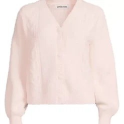 Women's Fuzzy Eyelash Cable Cardigan Sweater
