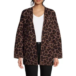 Women's Fuzzy Jacquard Cardigan Jacket Sweater