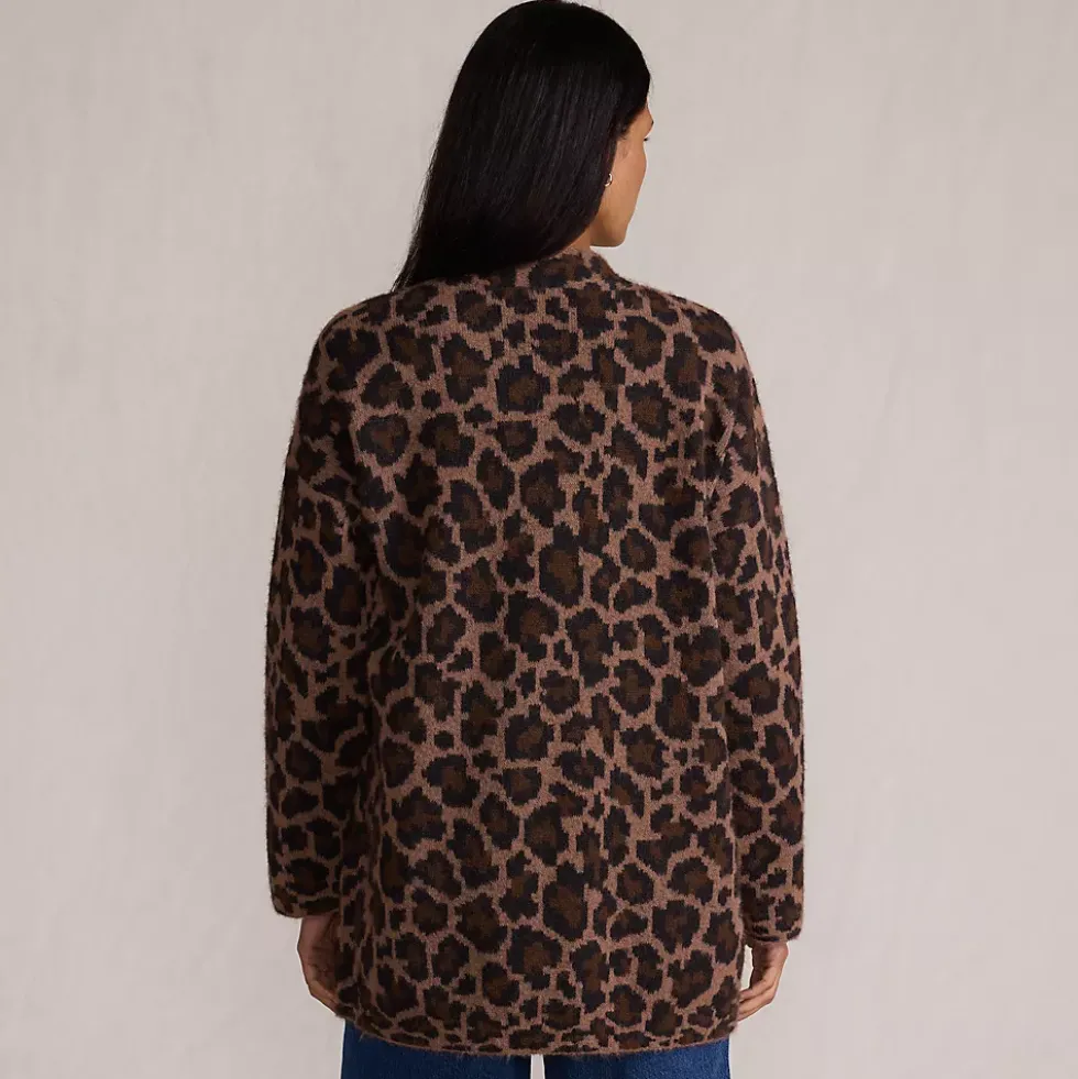 Women's Fuzzy Jacquard Cardigan Jacket Sweater