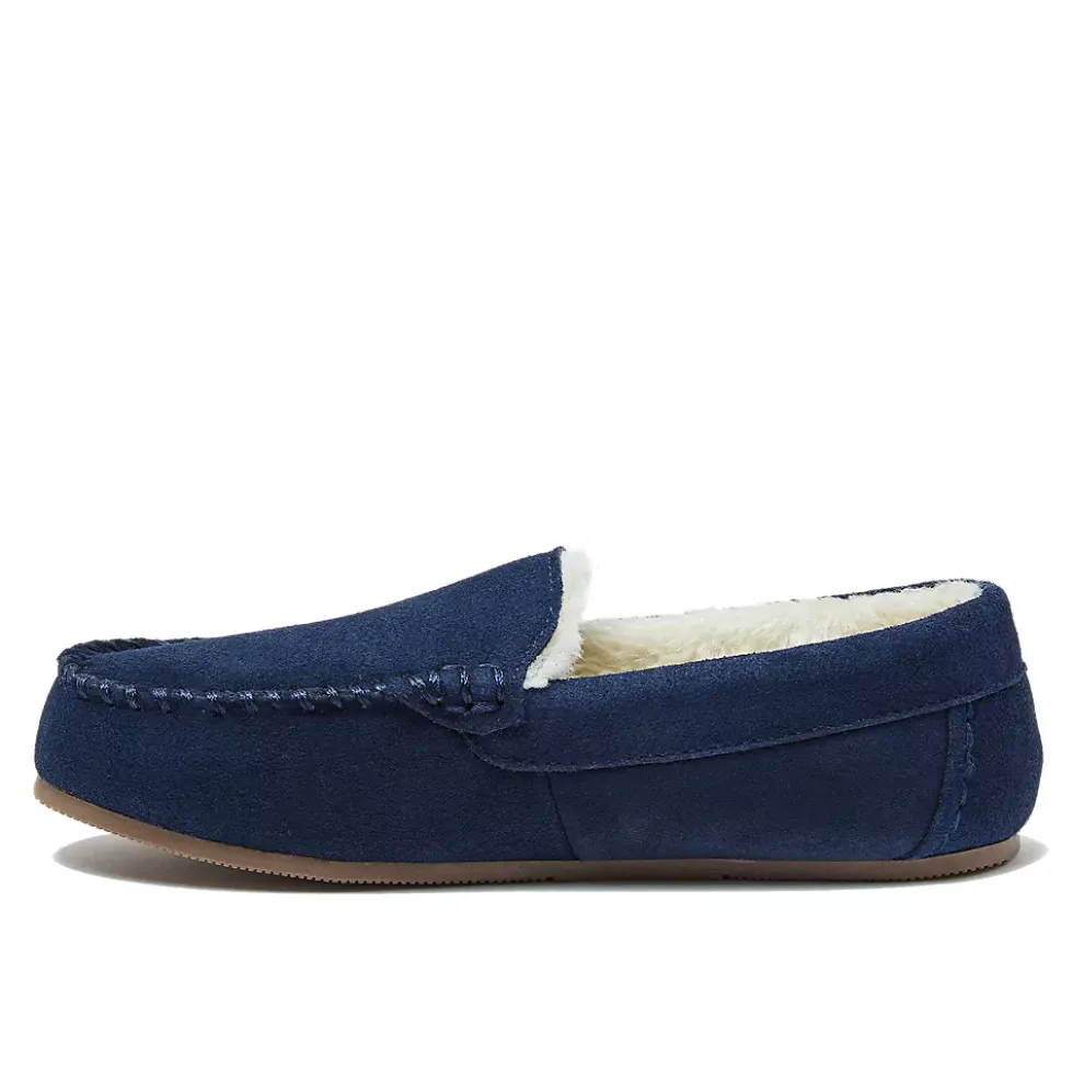 Women's Fuzzy Lined Suede Moccasin Slippers
